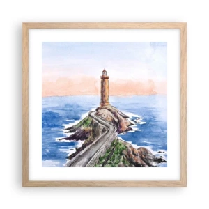 Affiche dans un chêne clair - Poster - Face à la mer - 40x40 cm