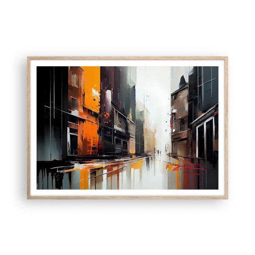 Affiche dans un chêne clair - Poster - Jour de pluie - 100x70 cm