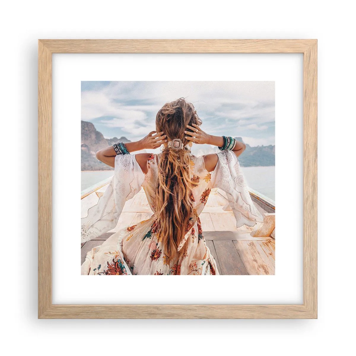 Affiche dans un chêne clair - Poster - En route vers le bonheur - 30x30 cm