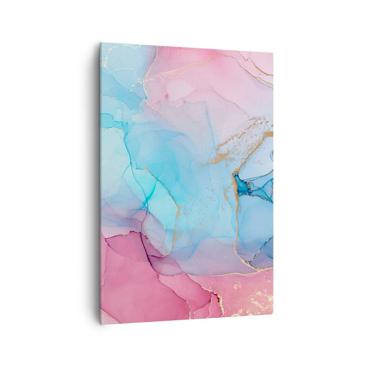 Impression sur toile - Image sur toile - Motifs pastel abstraits avec des accents dorés - 70x100cm - Rencontre et mélange - Décoration murale moderne pour le salon et la chambre ARTTOR