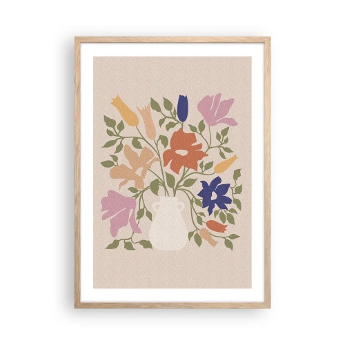 Affiche dans un chêne clair - Poster - Bouquet délicat - 50x70 cm