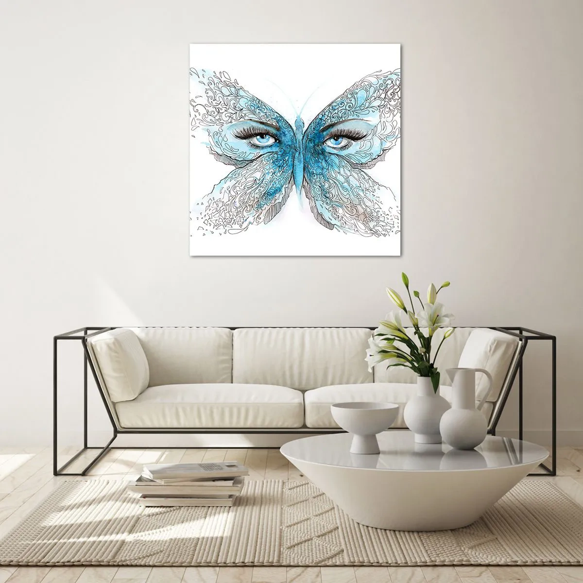 Impression sur verre - Image sur verre - Mésange bleue Eros - 60x60 cm