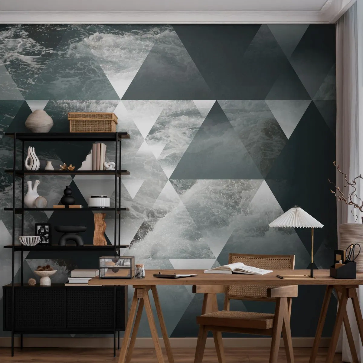 Papier Peint Photo Premium Sand - Point de vue de cristal - Abstraction, Vagues, Morceau - 300x210 cm