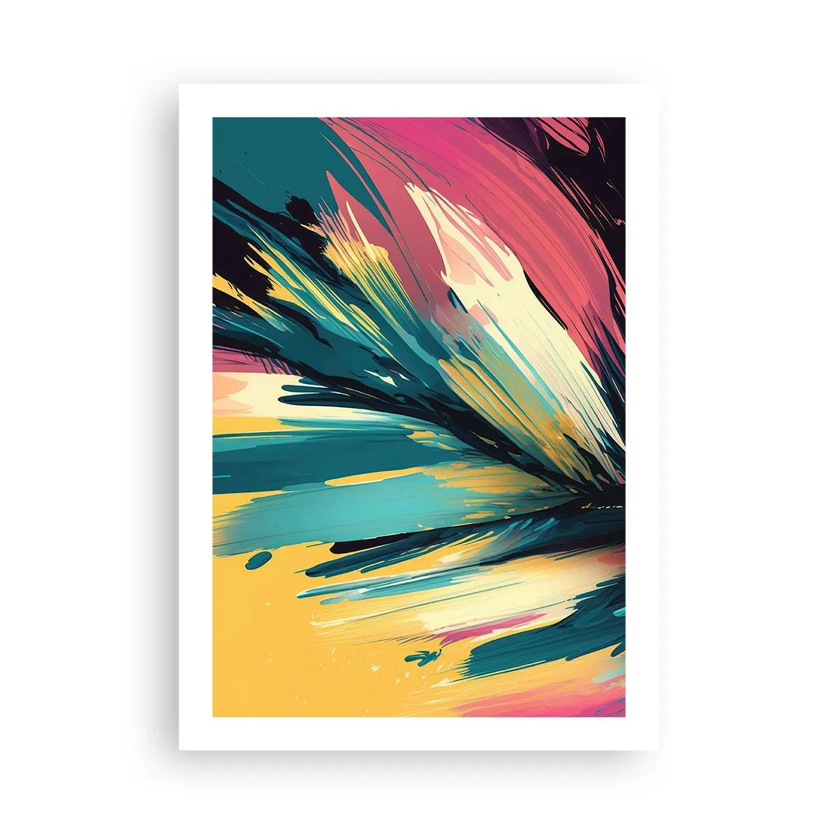 Affiche - Poster - Une explosion abstraite de couleurs dans un arrangement dynamique - 50x70cm - Composition – une explosion de joie - Décoration murale moderne pour le salon et la chambre ARTTOR