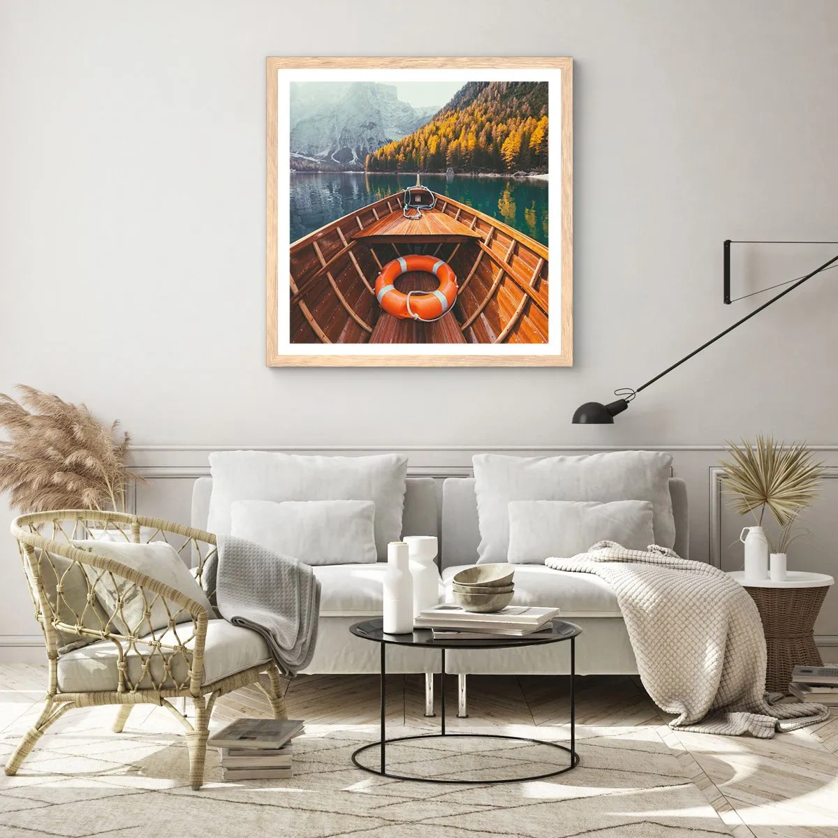 Affiche dans un chêne clair - Poster - Escapade en montagne - 30x30 cm