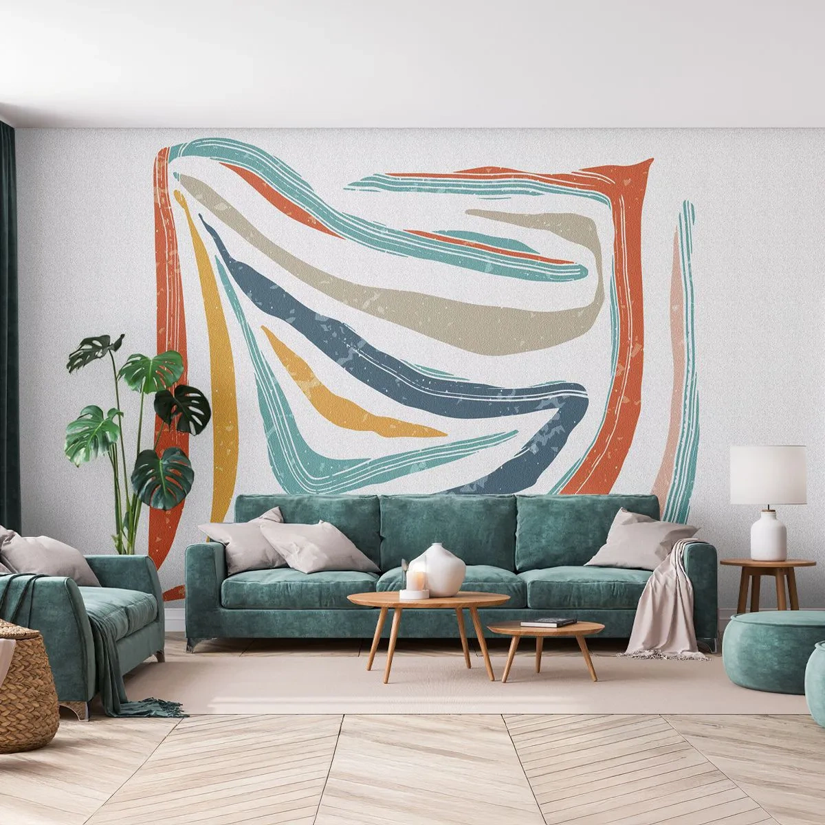 Papier Peint Photo Standard Eco - Abstraction avec un sourire amical - Bohème, Morceau, Moderne - 200x140 cm