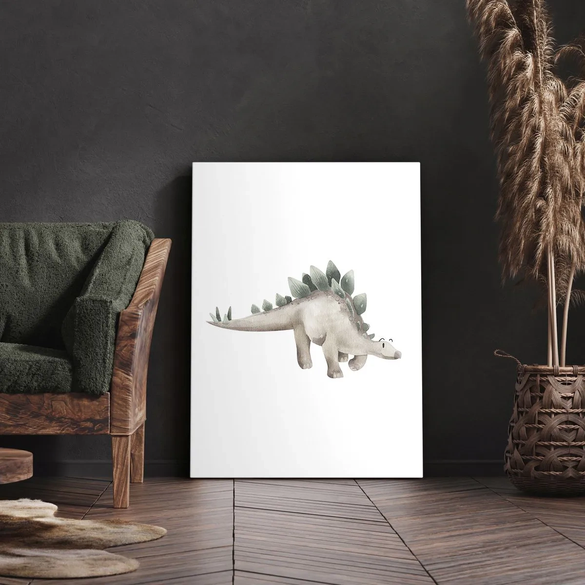Impression sur toile - Image sur toile - Un dinosaure mignon aux couleurs pastel - 80x120cm - Votre ami - Décoration murale moderne pour le salon et la chambre ARTTOR