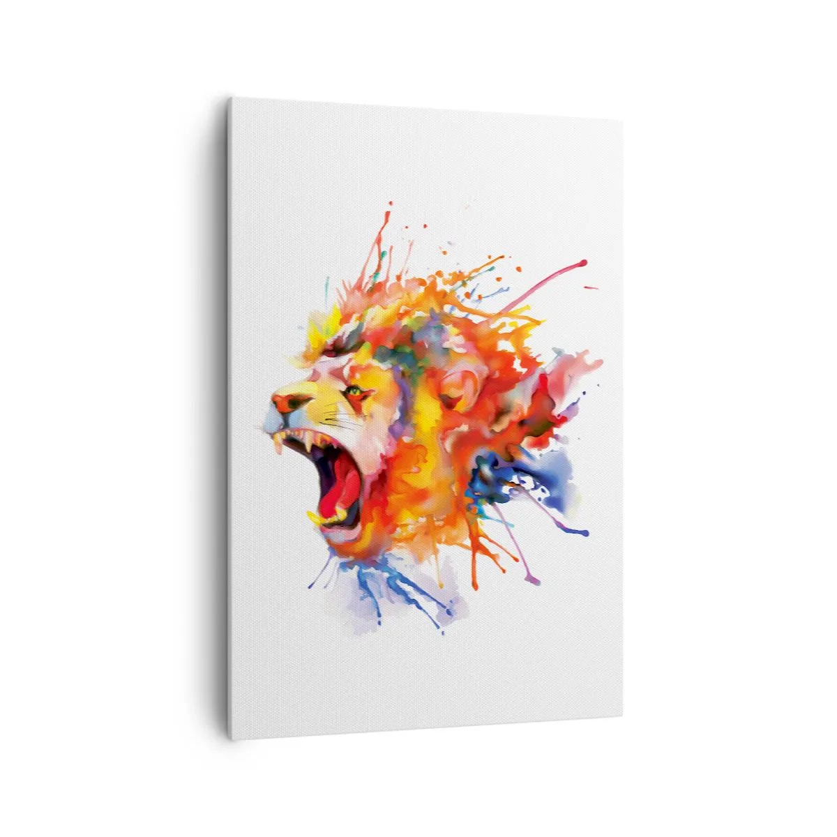 Impression sur toile - Image sur toile - Portrait coloré d'un lion dans un style dynamique - 70x100cm - exploser de colère - Décoration murale moderne pour le salon et la chambre ARTTOR