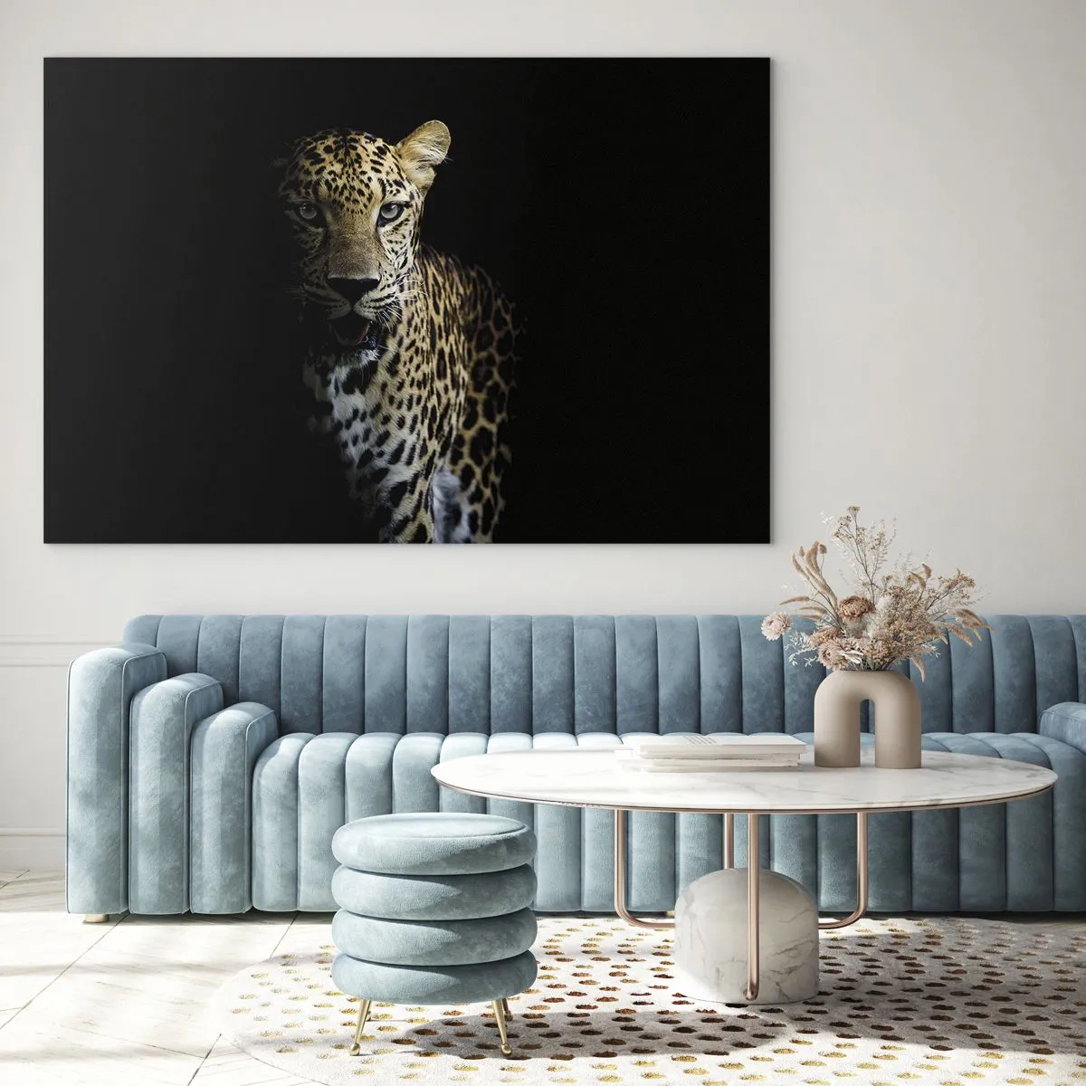 Impression sur verre - Image sur verre - Lion dans l'ombre - 100x70cm - Beauté sombre - Décoration murale moderne pour le salon et la chambre ARTTOR