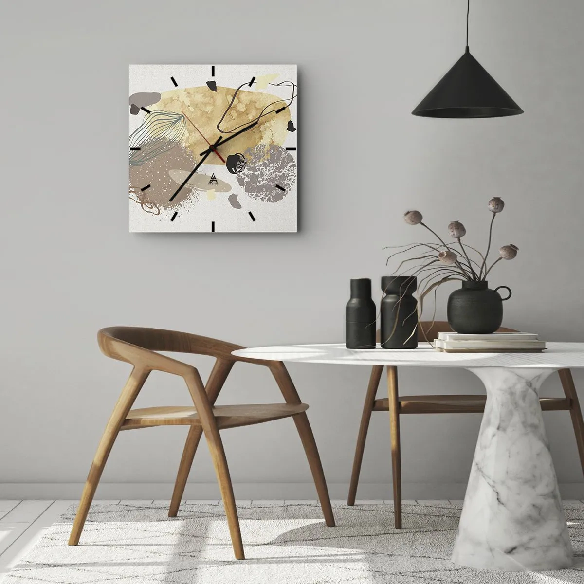 Horloge murale - Pendule murale - Plumcologie appliquée - 30x30 cm