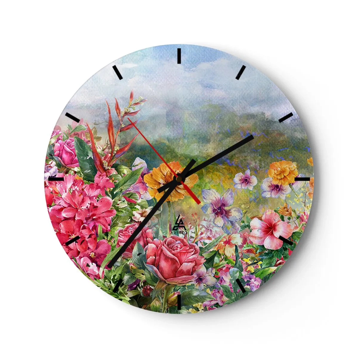 Horloge murale - Pendule murale - Un jardin devenu fou - 40x40 cm