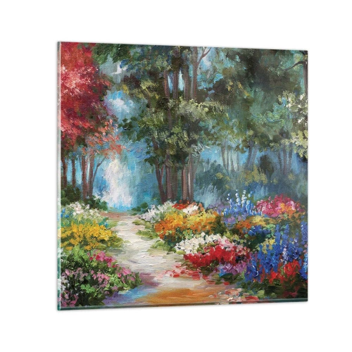 Impression sur verre - Image sur verre - Jardin forestier, forêt de fleurs - 30x30 cm