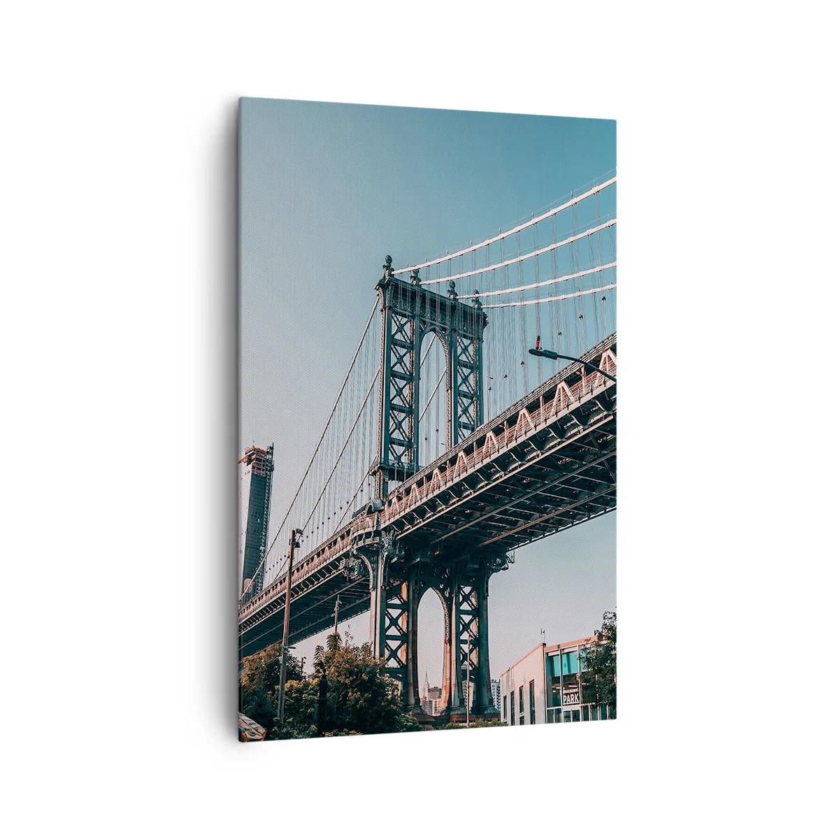 Impression sur toile - Image sur toile - Un pont entre les bâtiments dans un paysage urbain - 80x120cm - Sur les vagues de la ville - Décoration murale moderne pour le salon et la chambre ARTTOR