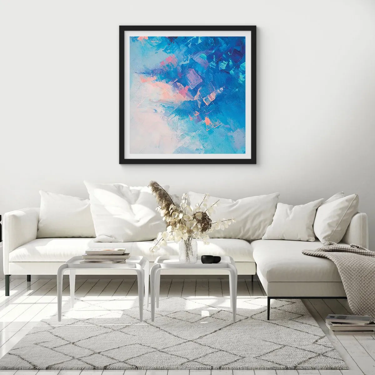 Affiche dans un cadre noir - Poster - Abstraction hivernale - 50x50 cm