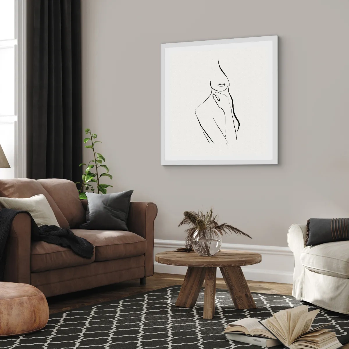 Affiche dans un cadre blanc - Poster - Vague de mélancolie - 30x30 cm