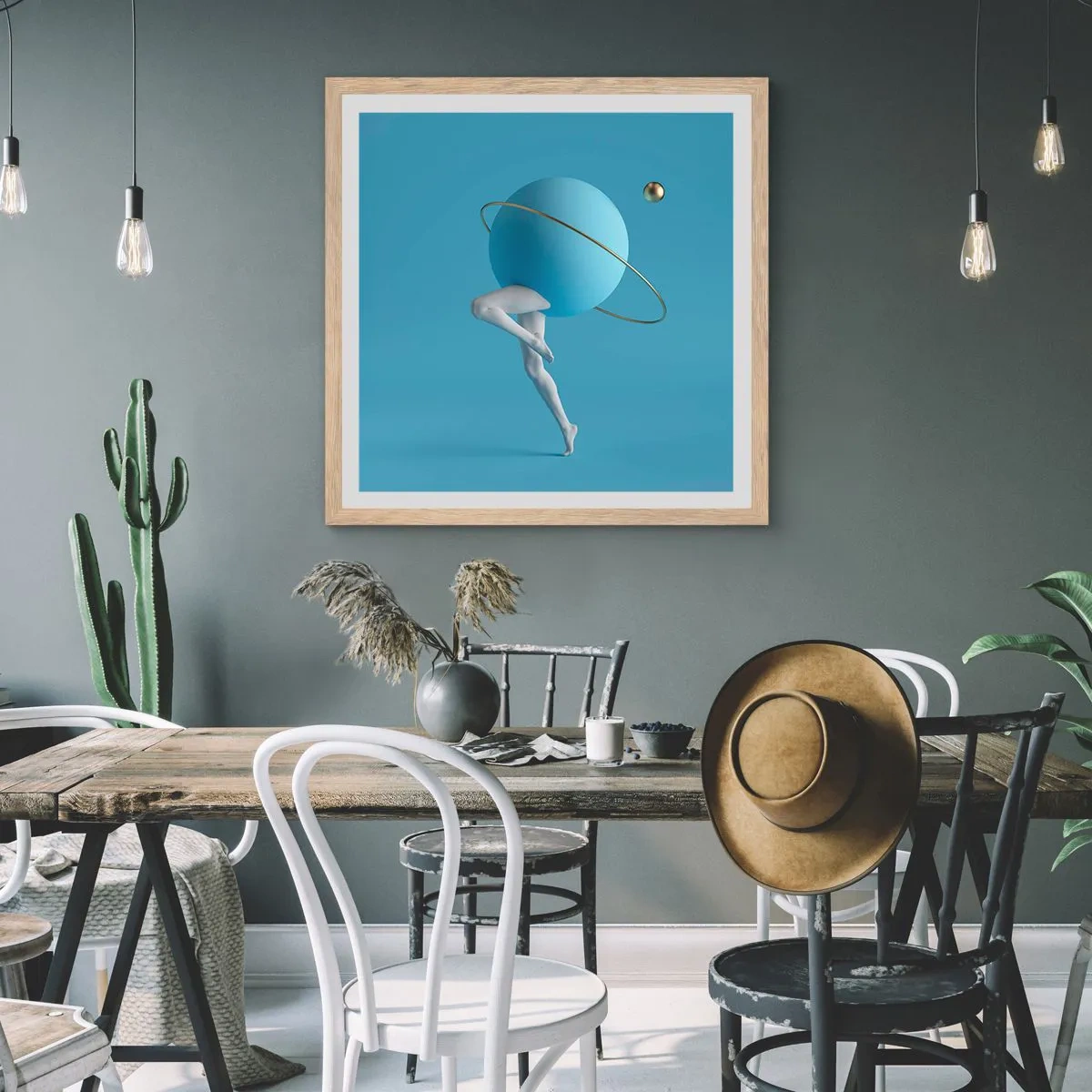 Affiche dans un chêne clair - Poster - Et les planètes deviennent folles - 60x60 cm