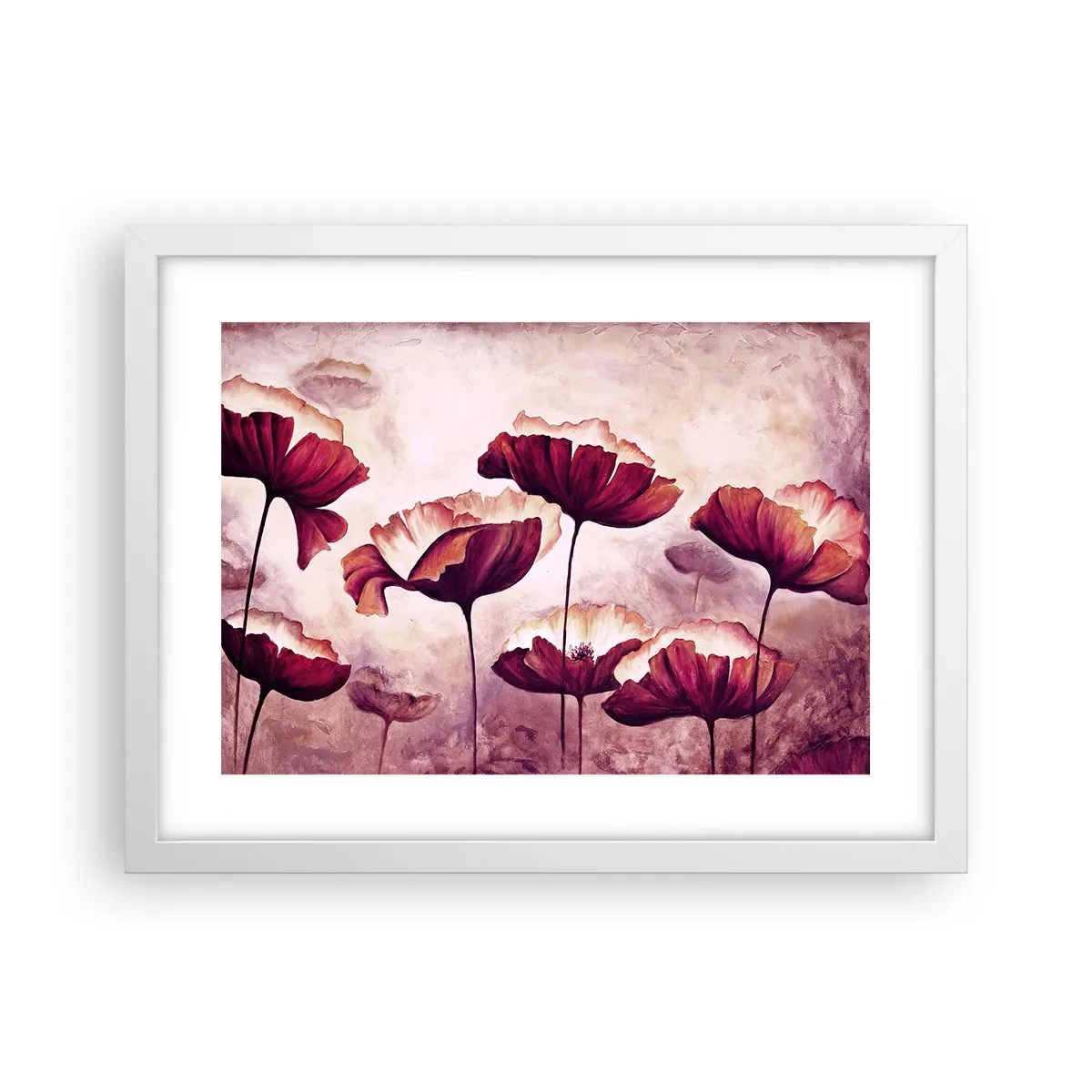 Affiche dans un cadre blanc - Poster - Pétale rouge et blanc - 40x30 cm