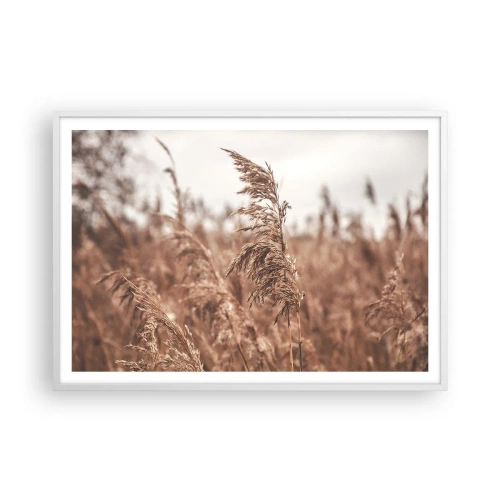Affiche dans un cadre blanc - Poster - C'est déjà l'automne dans les champs - 100x70 cm