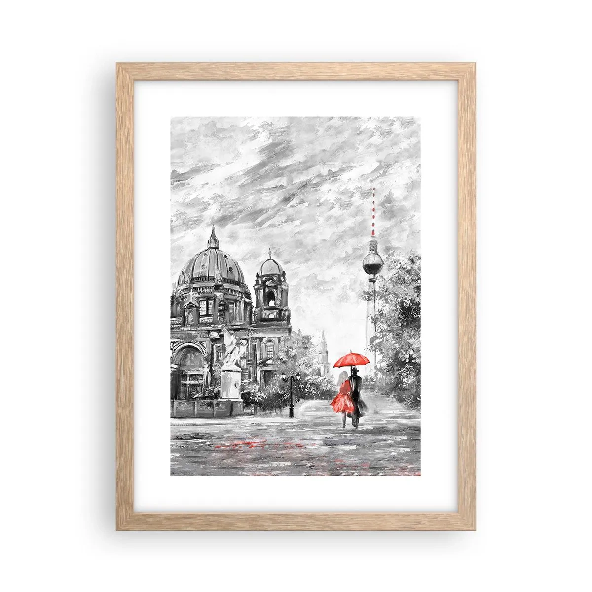 Affiche dans un chêne clair - Poster - Rencontre berlinoise - 30x40 cm