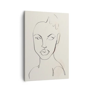 Impression sur toile - Image sur toile - Croquis minimaliste du visage d'une femme - 50x70cm - Esquisse de la sensualité - Décoration murale moderne pour le salon et la chambre ARTTOR