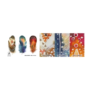 Échantillon de Papier Peint Premium Canvas - Rituels, cérémonies, secrets - Plume oiseau, Oiseau, Abstraction - 100x30 cm