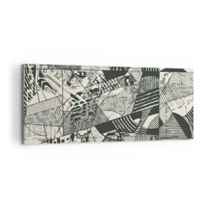 Impression sur toile - Image sur toile - Motifs géométriques abstraits dans des tons de vert sur fond clair - 120x50cm - Dynamique du modernisme - Décoration murale moderne pour le salon et la chambre ARTTOR