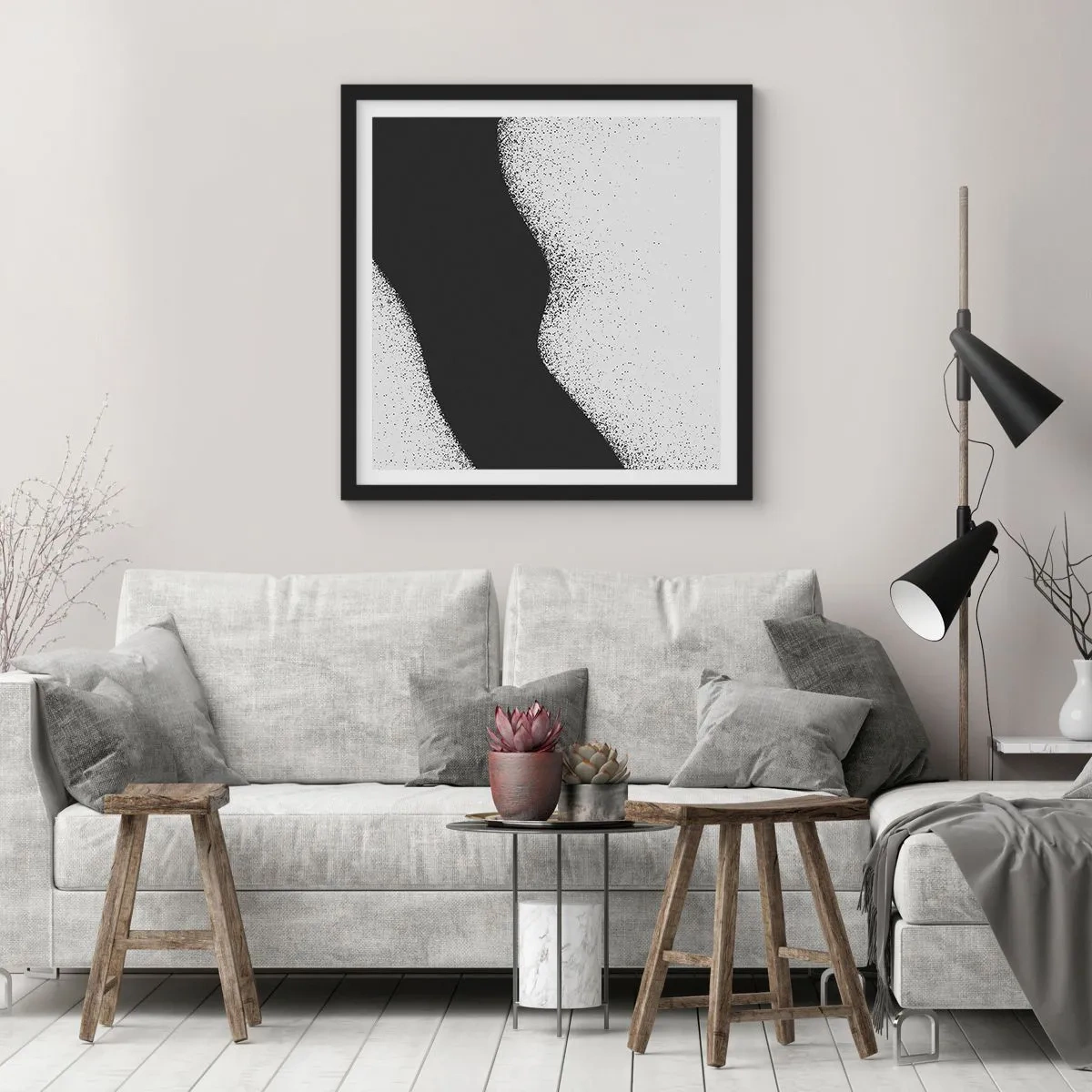 Affiche dans un cadre noir - Poster - Équilibre fluide - 30x30 cm