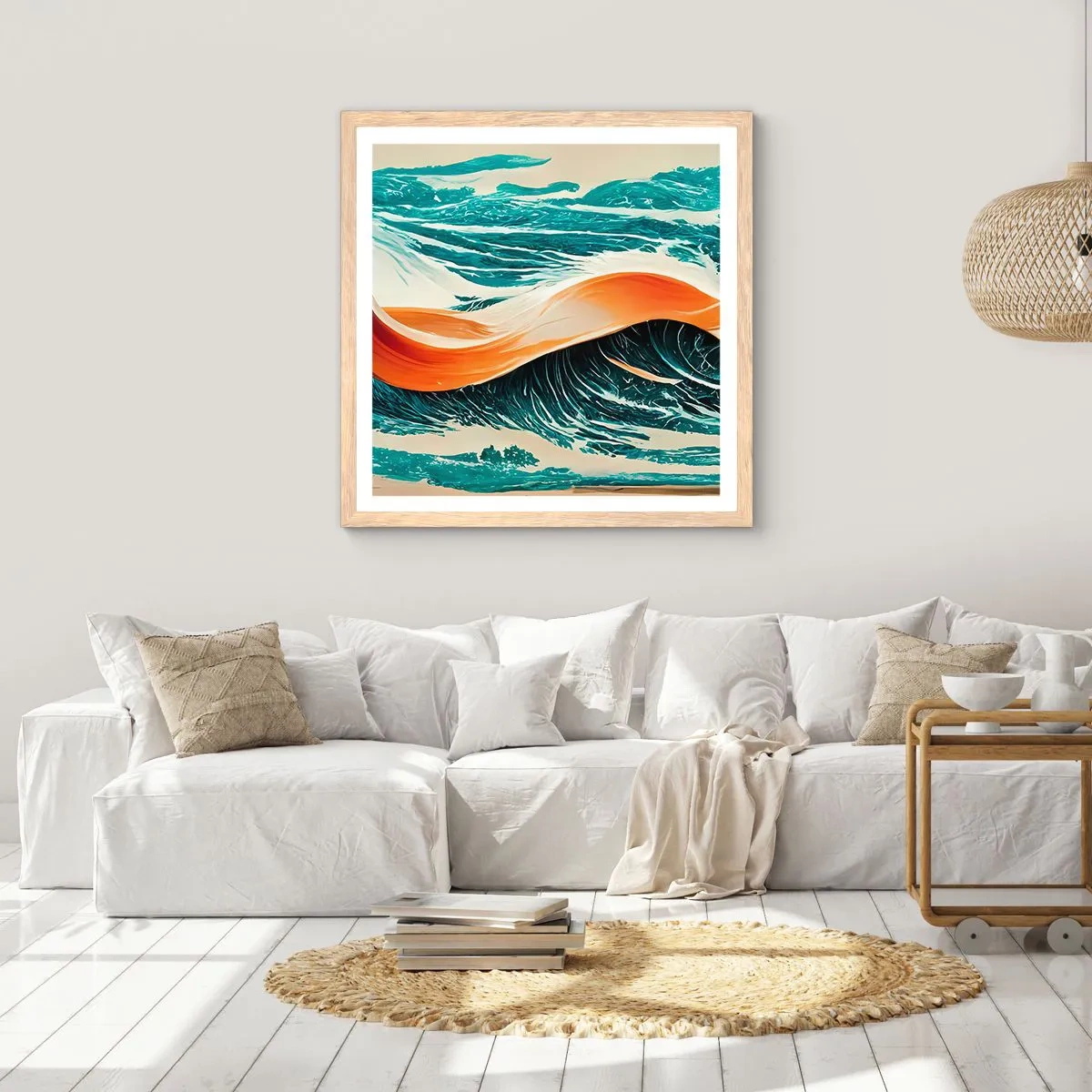 Affiche dans un chêne clair - Poster - Le rêve d'un surfeur - 60x60 cm