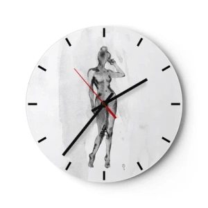 Horloge murale - Pendule murale - Silhouette d'une femme à l'aquarelle sur fond blanc - 30x30cm - Etude de l'idéal de la féminité - Décoration murale moderne pour le salon, la cuisine et la chambre ARTTOR