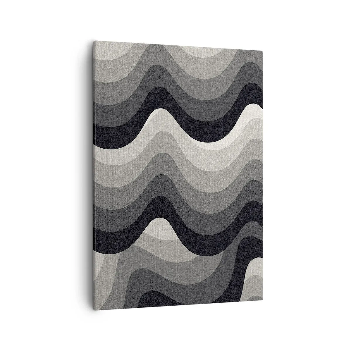 Impression sur toile - Image sur toile - Motifs ondulés noirs et blancs dans des tons de gris - 50x70cm - Vague après vague - Décoration murale moderne pour le salon et la chambre ARTTOR