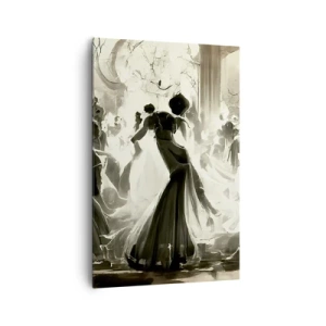 Impression sur toile - Image sur toile - Boule de style rétro en noir et blanc - 80x120cm - La grande mascarade - Décoration murale moderne pour le salon et la chambre ARTTOR