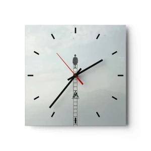 Horloge murale - Pendule murale - Un homme sur une échelle s'élevant vers le ciel - 30x30cm - Se soulever au-dessus - Décoration murale moderne pour le salon et la chambre ARTTOR