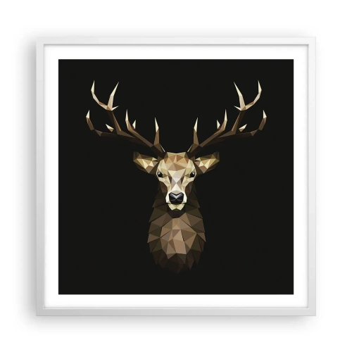 Affiche dans un cadre blanc - Poster - Cerf cubique - 60x60 cm