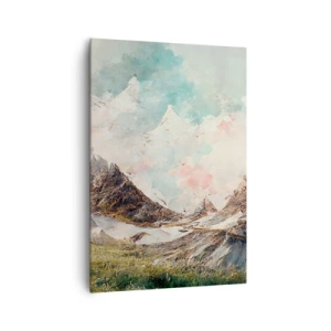 Impression sur toile - Image sur toile - Montagnes pittoresques au ciel pastel - 70x100cm - Lames de roche - Décoration murale moderne pour le salon et la chambre ARTTOR