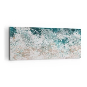 Impression sur toile - Image sur toile - Vague de mer abstraite dans des tons turquoise et beige - 120x50cm - Histoires de la mer - Décoration murale moderne pour le salon et la chambre ARTTOR