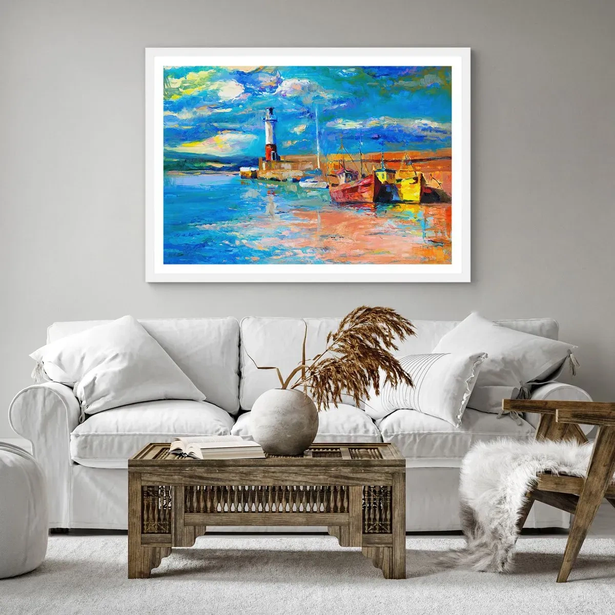 Affiche dans un cadre blanc - Poster - Un après-midi dans la baie arc-en-ciel - 50x40 cm
