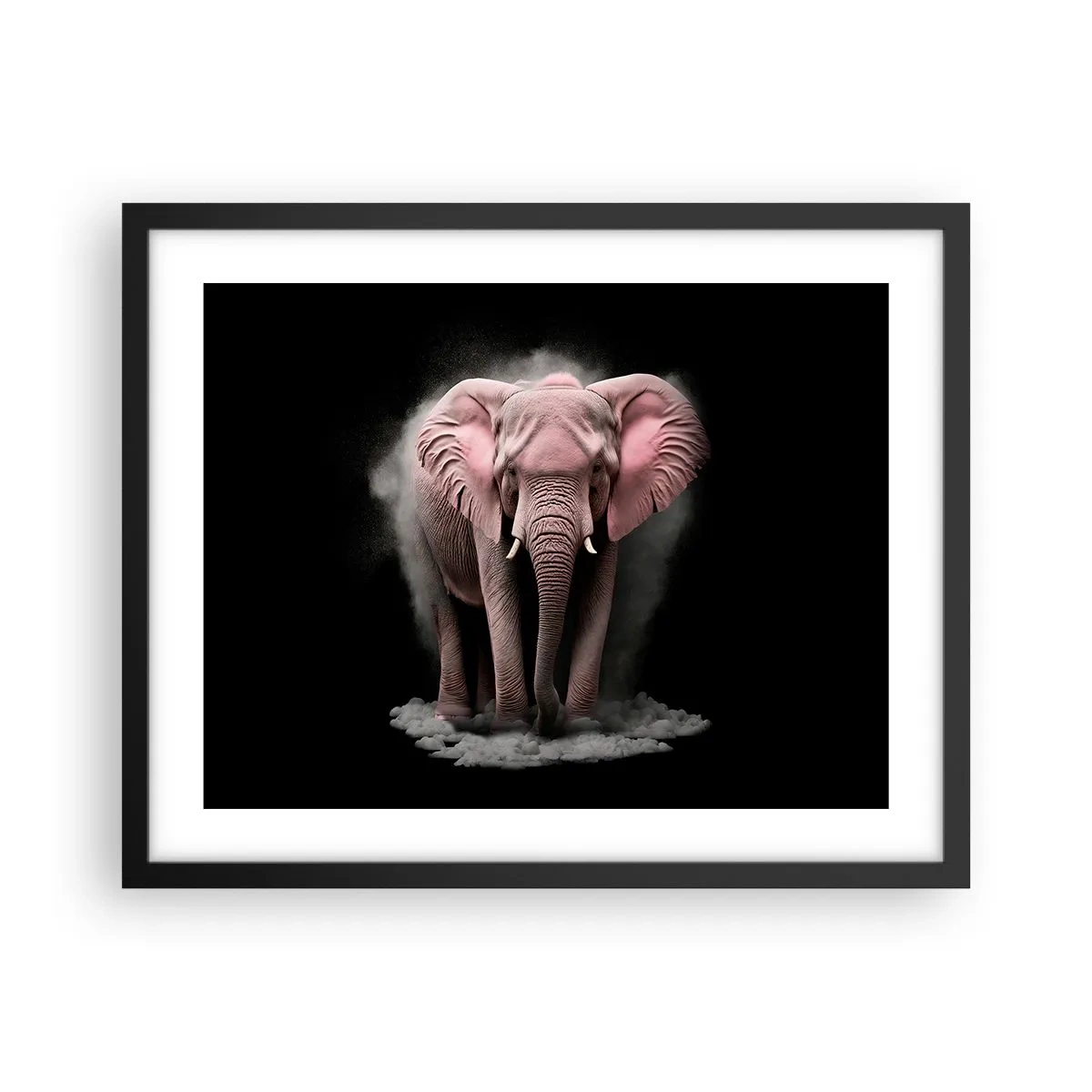 Affiche dans un cadre noir - Poster - Ne pensez pas à un éléphant rose ! - 50x40 cm