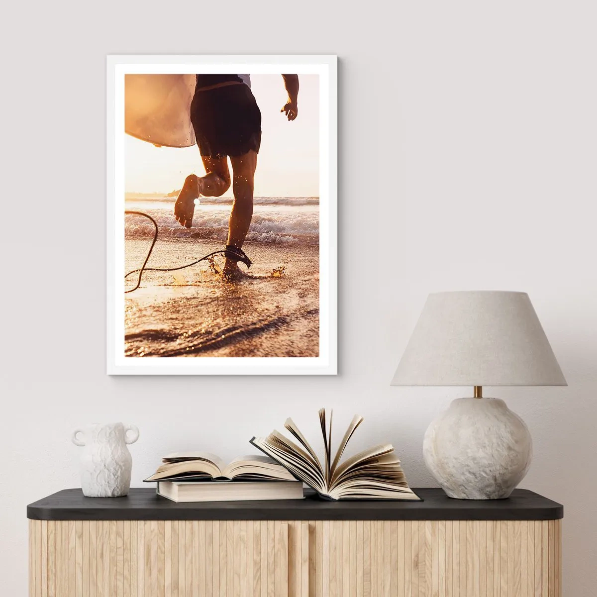 Affiche dans un cadre blanc - Poster - A la rencontre des vagues - 40x50 cm