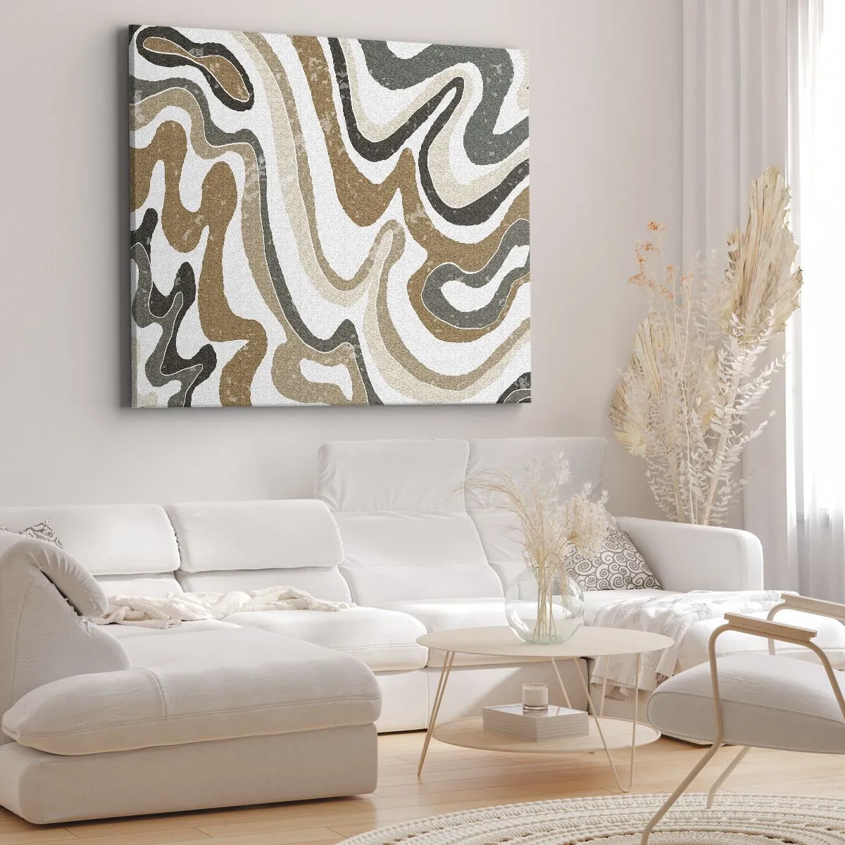 Impression sur toile - Image sur toile - Motifs terreux dans des tons de marron et de vert - 120x80cm - Méandres de couleurs de la terre - Décoration murale moderne pour le salon et la chambre ARTTOR