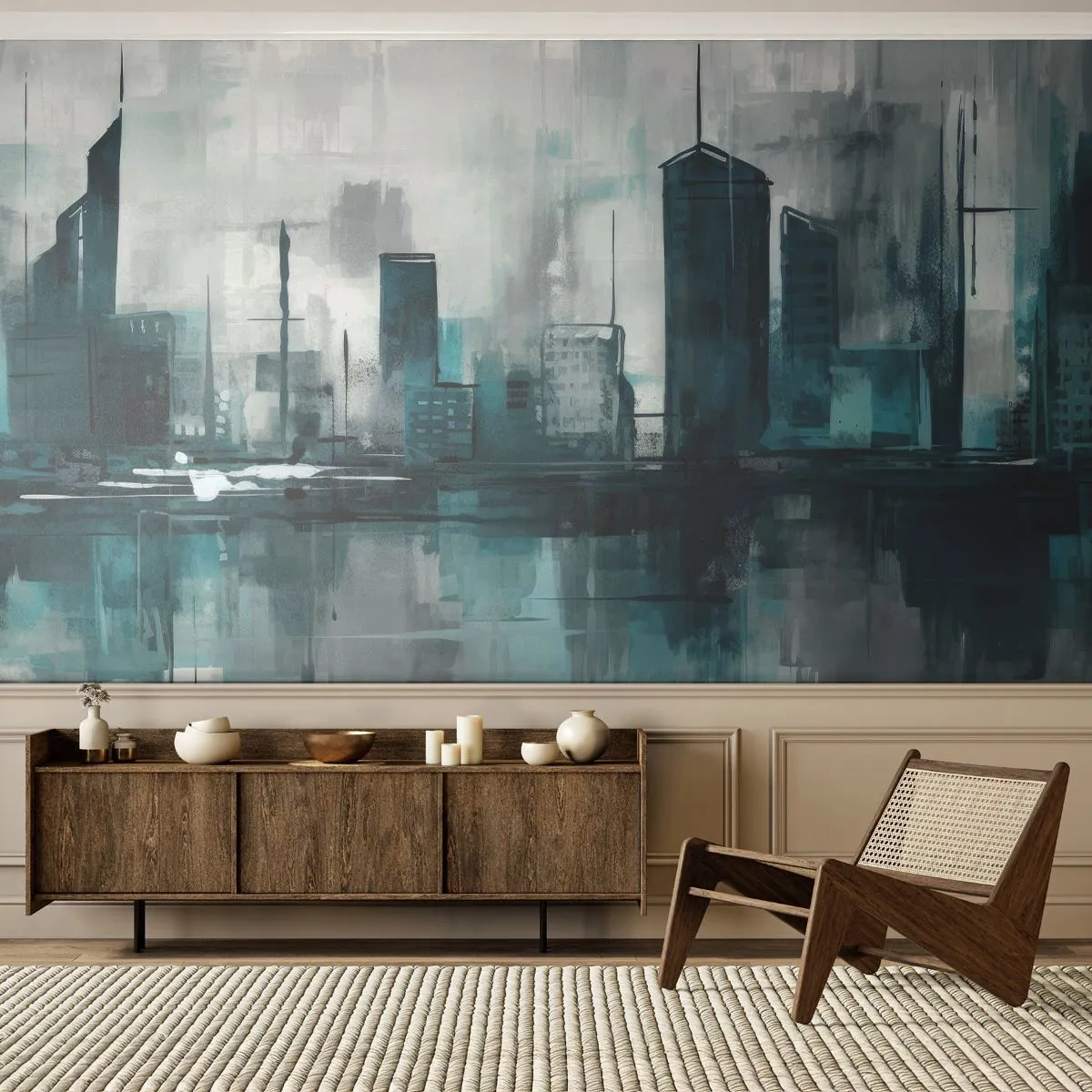 Papier peint sur mesure Premium Canvas - Une ville couleur de pluie - Ville, Architecture, Morceau