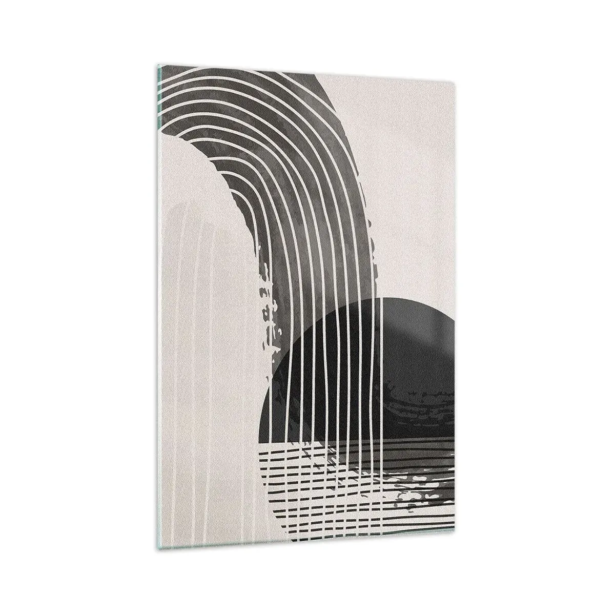 Impression sur verre - Image sur verre - Motif abstrait avec des lignes et des formes géométriques - 80x120cm - Aller et retour - Décoration murale moderne pour le salon et la chambre ARTTOR