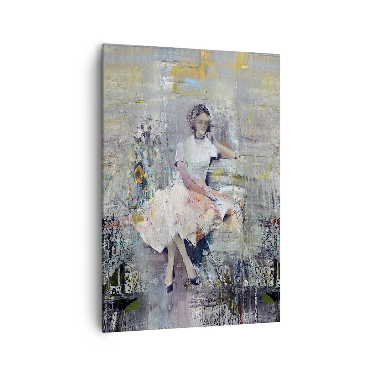 Impression sur toile - Image sur toile - Portrait artistique d'une femme aux couleurs pastel - 70x100cm - Classique et moderne - Décoration murale moderne pour le salon et la chambre ARTTOR