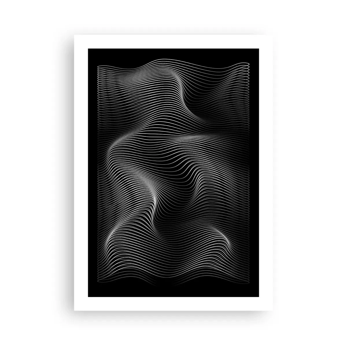 Affiche - Poster - Vagues minimalistes en noir et blanc - 50x70cm - Danse de lumière dans l'espace - Décoration murale moderne pour le salon et la chambre ARTTOR