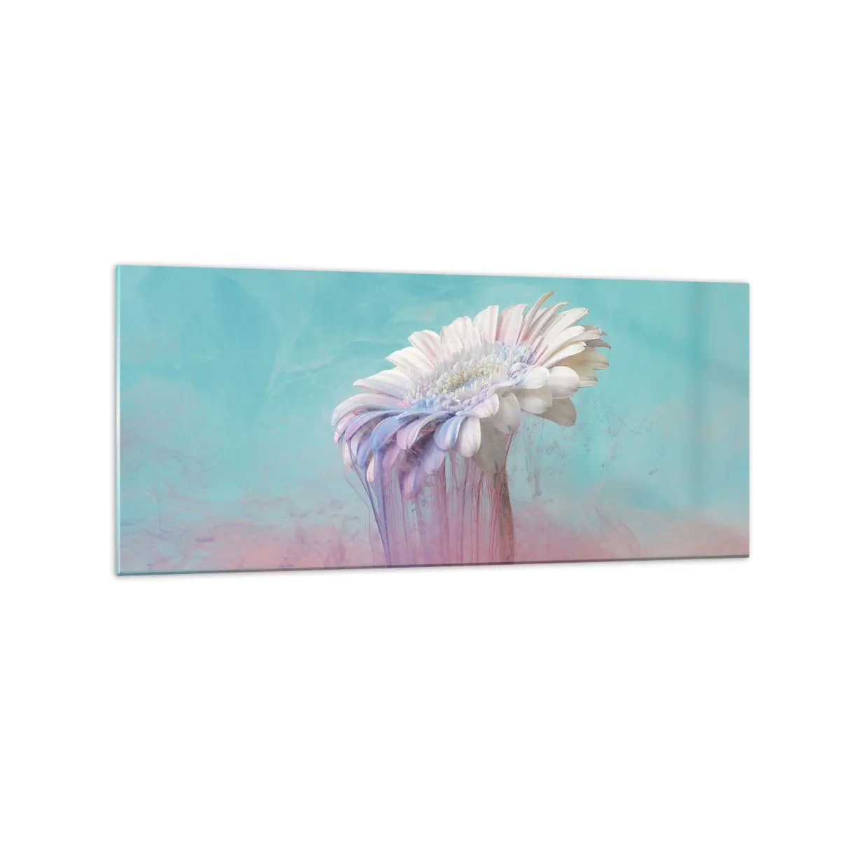 Impression sur verre - Image sur verre - Gerbera pastel avec effet flou - 120x50cm - Le monde souterrain des fleurs - Décoration murale moderne pour le salon et la chambre ARTTOR