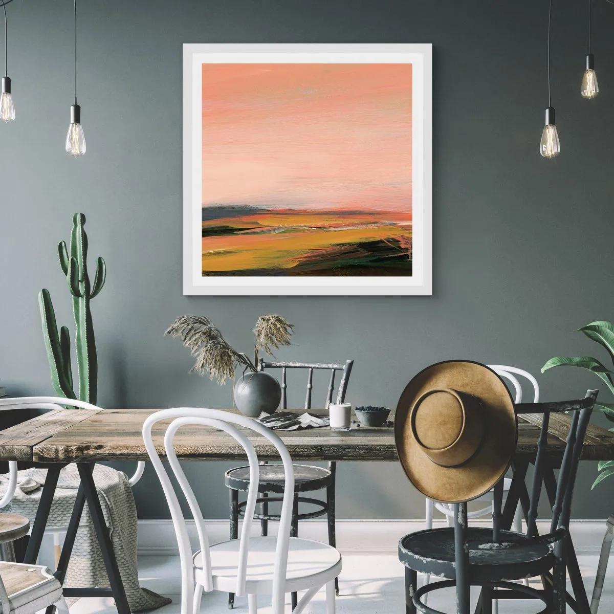 Affiche dans un cadre blanc - Poster - Dans les tons de roses - 60x60 cm