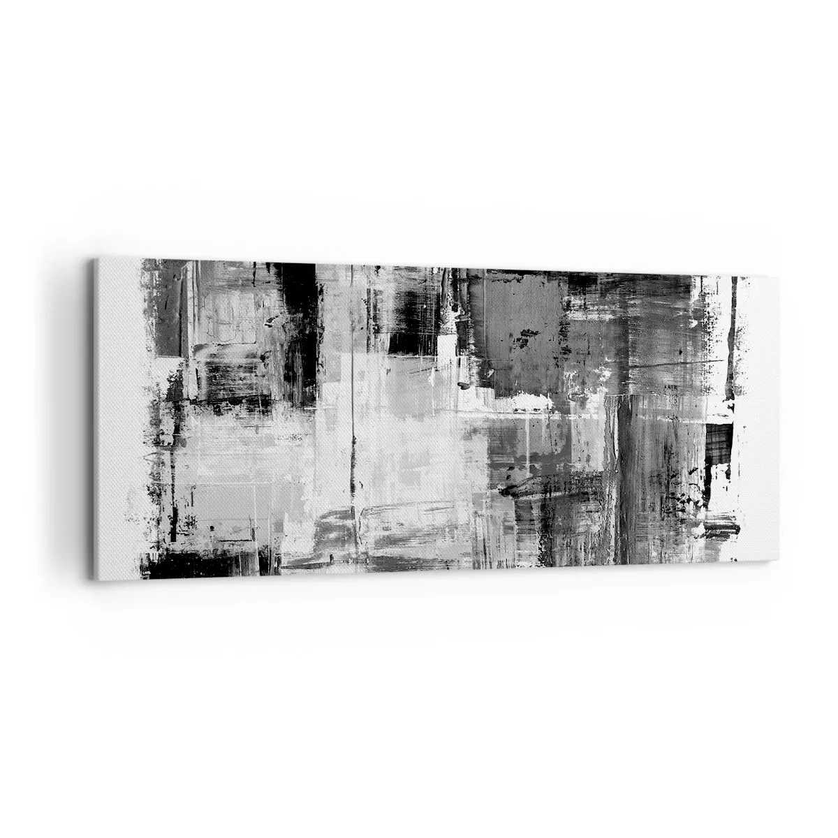 Impression sur toile - Image sur toile - Composition abstraite en noir, blanc et gris - 120x50cm - Le gris est beau - Décoration murale moderne pour le salon et la chambre ARTTOR