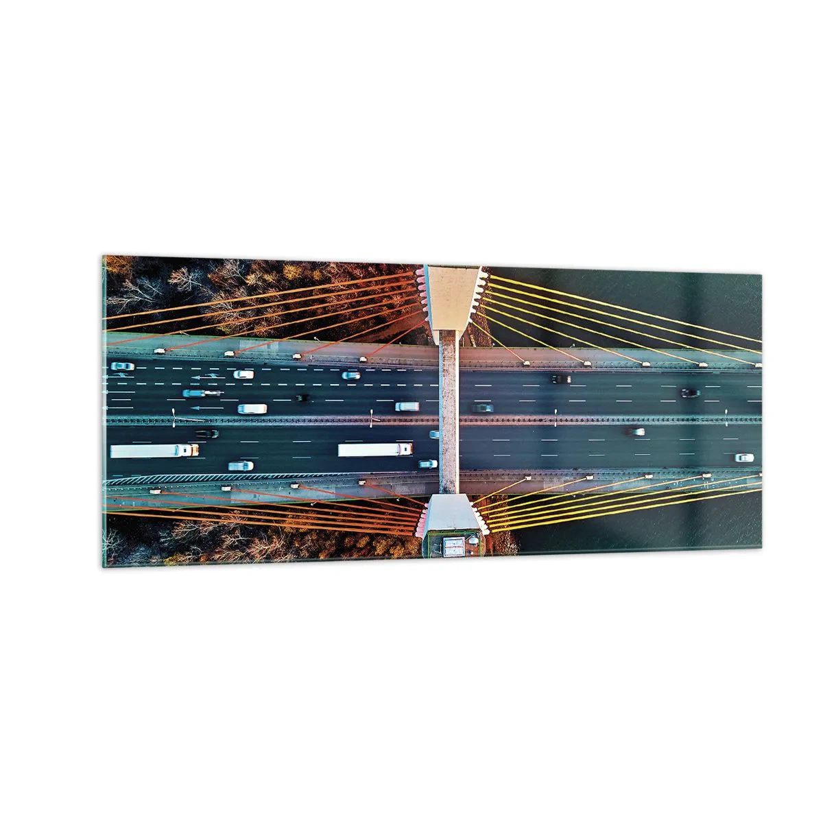 Impression sur verre - Image sur verre - Au dessus de l'eau et de la forêt - 100x40 cm