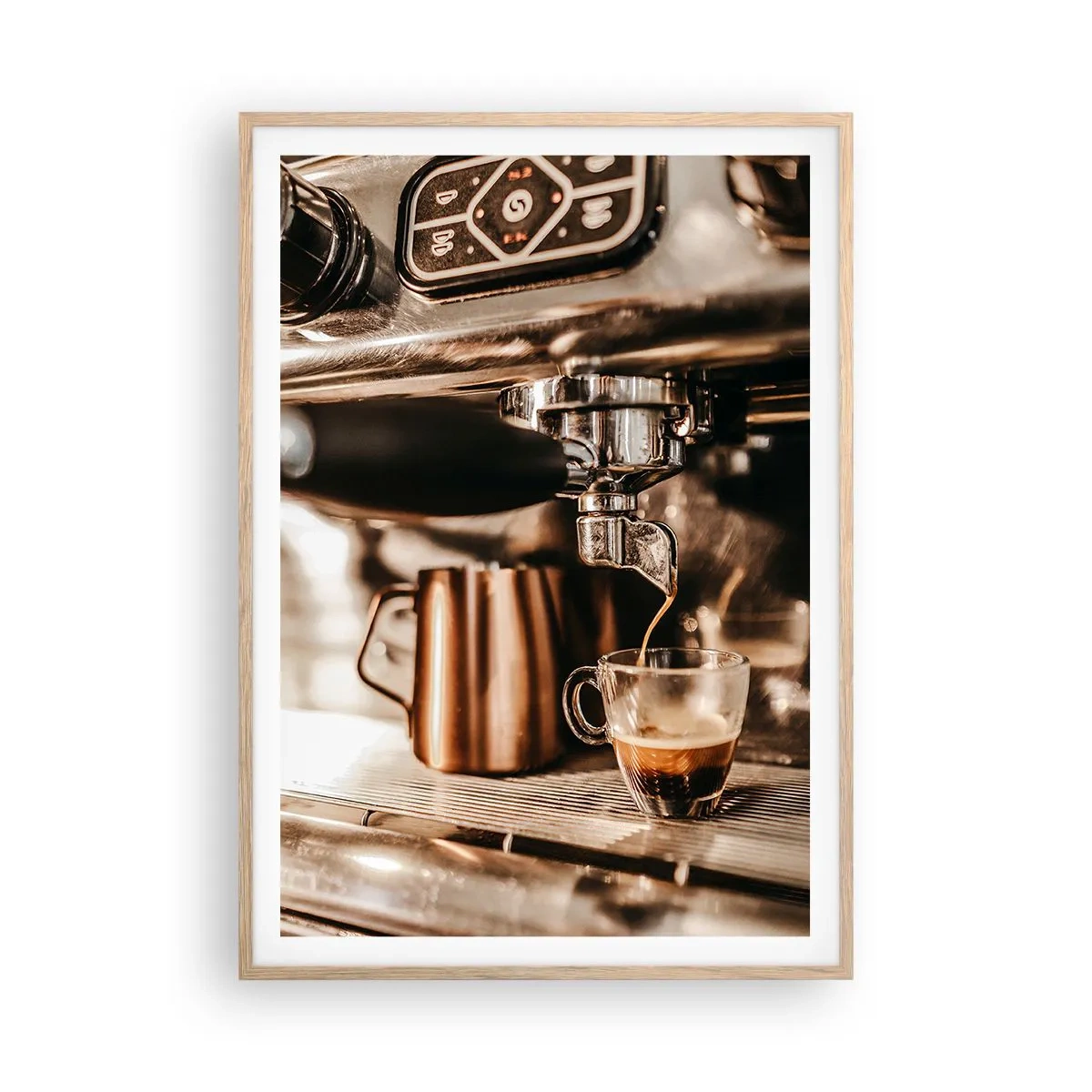 Affiche dans un chêne clair - Poster - Lueur de café - 70x100 cm