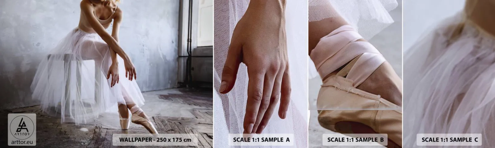 Échantillon de Papier Peint Autocollant Deluxe Sticker - Avant que les lumières de la rampe ne clignotent - Ballerine, Ballet, Danse - 100x30 cm