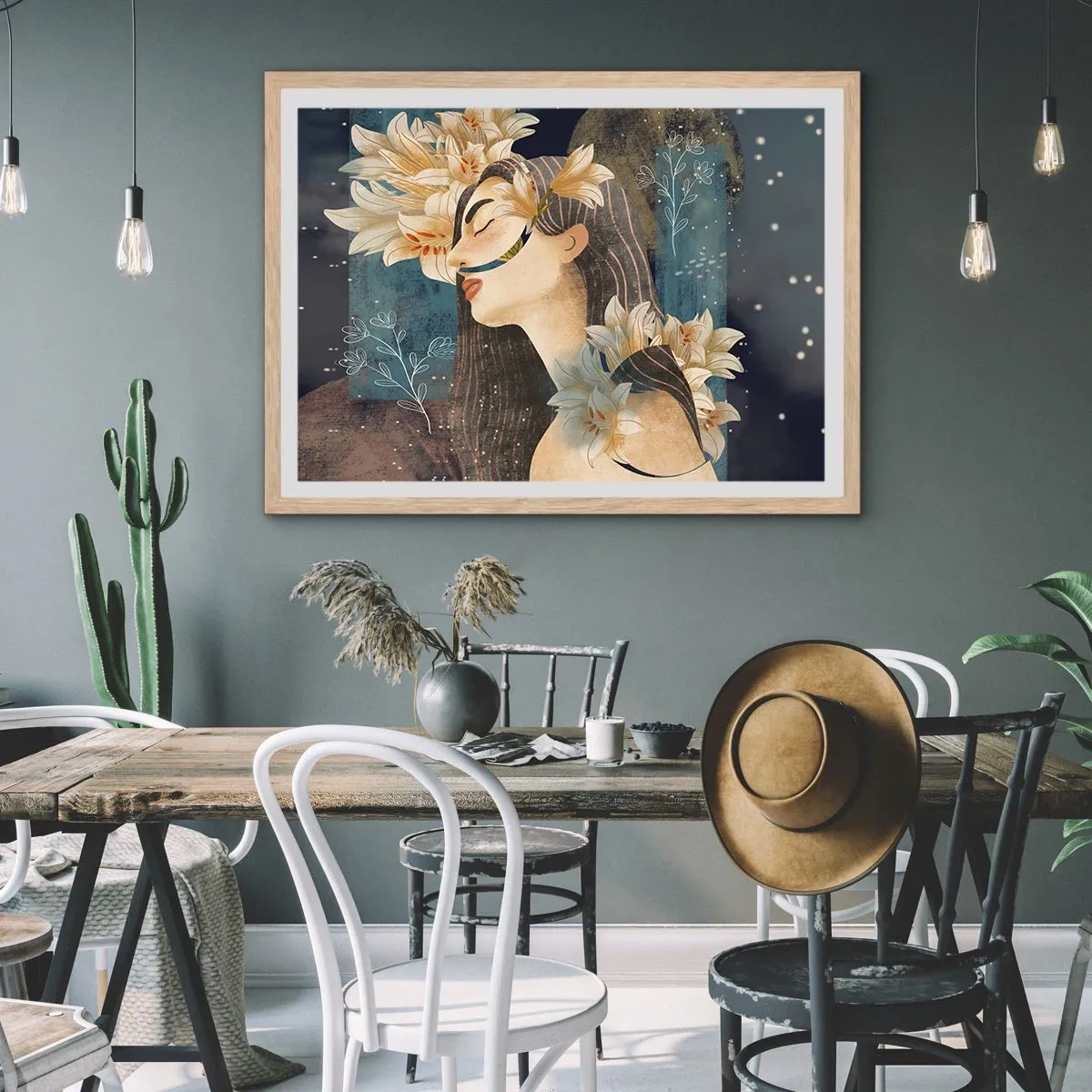 Affiche dans un chêne clair - Poster - Conte de fée sur la princesse lilas - 91x61 cm